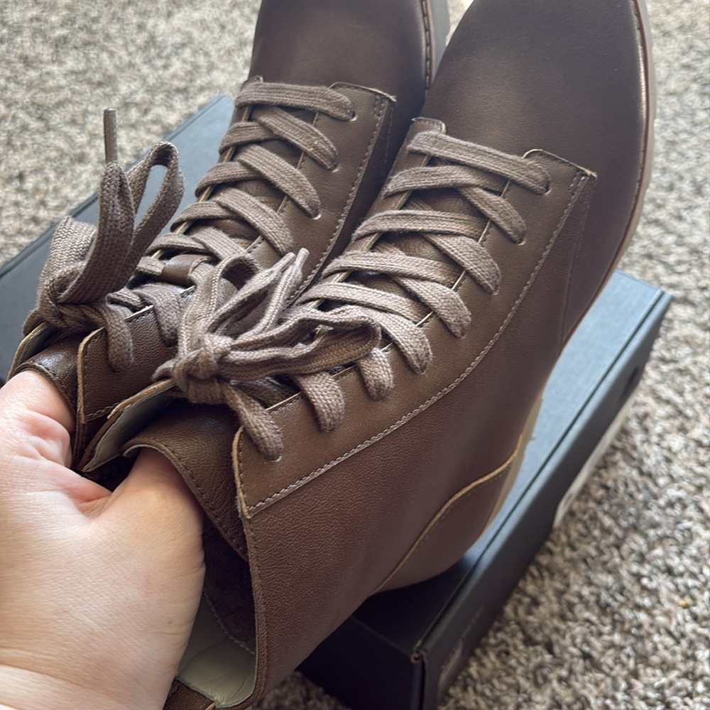 Vionic Chocolate Lace-Up Combat Boots - Picture 2 of 12